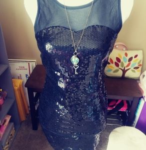Wet Seal medium black sequin mini dress